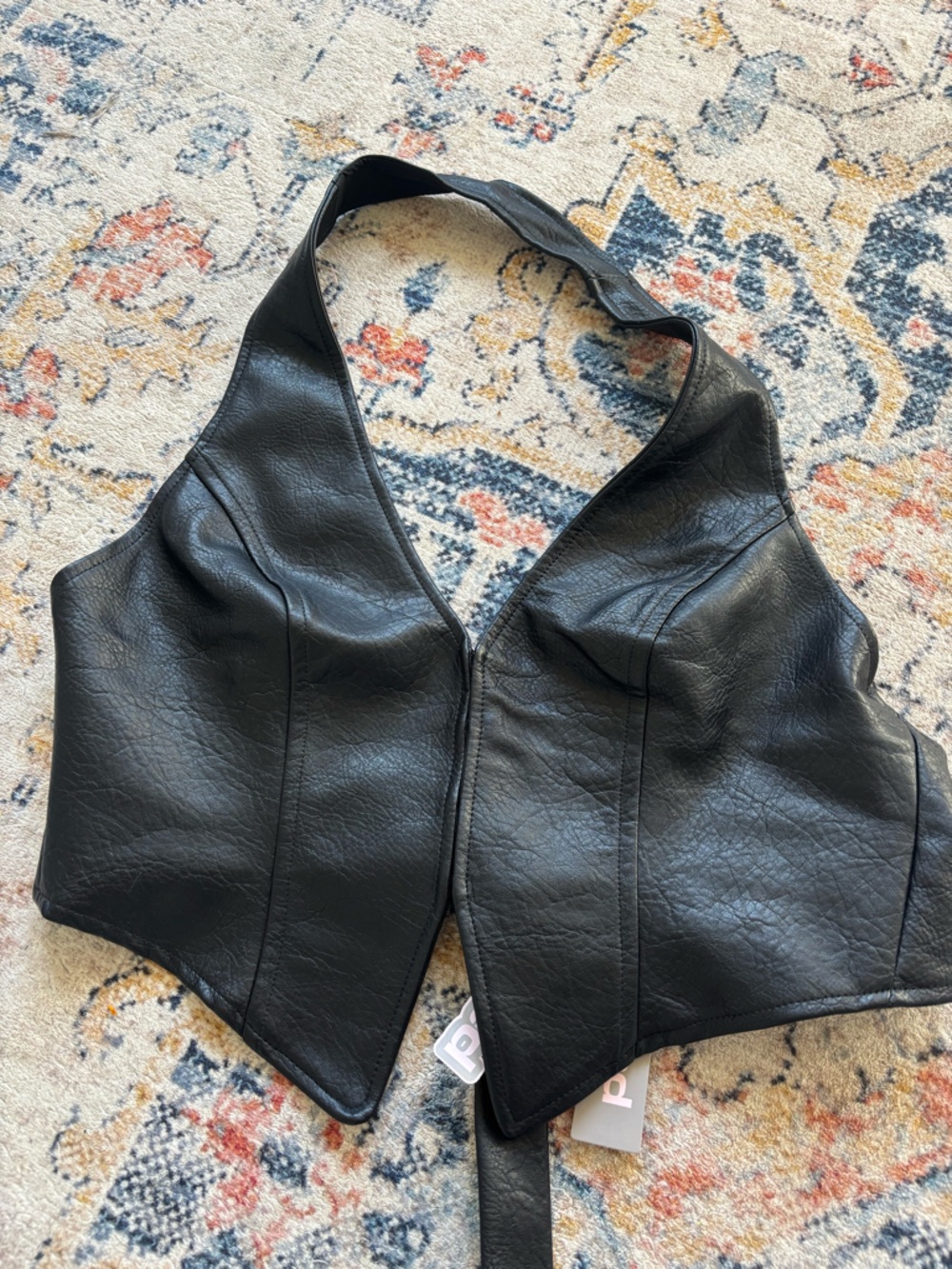 Missguided Black Faux Leather Halter Corset Vest